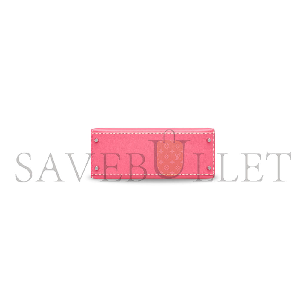 HERMÈS MASTER ROSE AZALÉE & CRAIE EPSOM LEATHER SELLIER KELLY 25 WITH BRUSHED PALLADIUM HARDWARE (25*17*7cm)